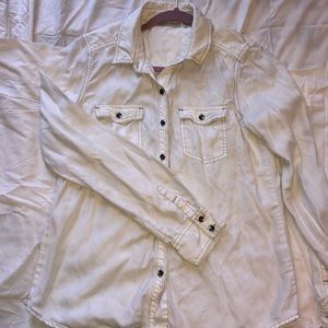 White denim button down